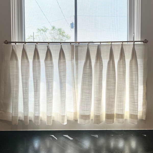 Lined Soft White Cafe Curtains | Top Pinch Pleat Cafe Curtains & Decorative Panels