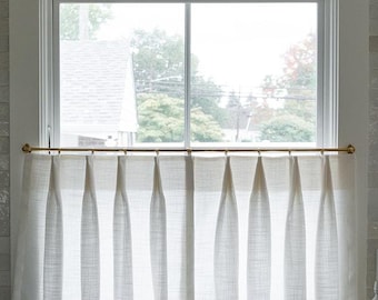 Soft White Linen Blend Cafe Curtains – Pinch Pleat, Privacy Window Panels