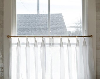 Voile Sheer Top Pinch Pleat Cafe Curtains — Unlined, Tailored | Custom Window Panels in White