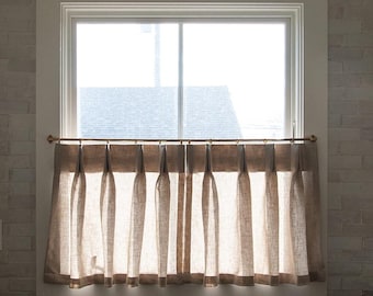 Top Pleat Unlined Cafe Curtains & Decorative Panels — Lightweight, Privacy with Natural Light Tailored, Brown
