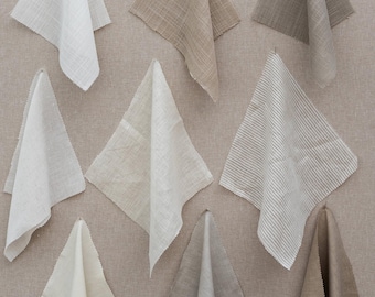 Cafe Curtains - Poly Linen Blend Samples for Unlined Curtains - White, Brown and Gray