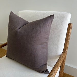 Grayish Brown Solid Linen Throw Pillow Covers | Decorative Pillow Cover | Luxury Home Decor | Neutral Pillowcase | Linen Throw Pillows