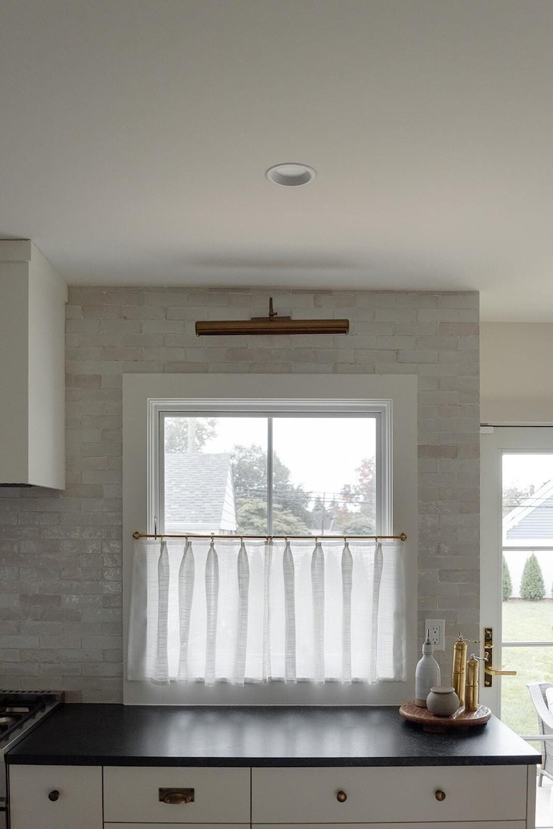Pinch Pleat Cafe Curtain | Soft White Linen Blend Kitchen Curtain ...