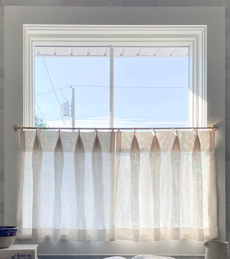Top Pinch Pleat Unlined Cafe Curtains Linen Drapes Etsy