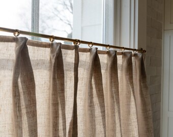 Linen Blend Cafe Curtain Panel – Top Pleat, Light Filtering, Narrow Relaxed Hem