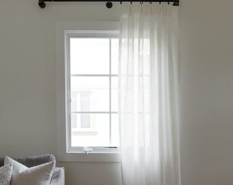 Soft White Linen Blend Pinch Pleat Curtains | Custom Full Length Drapes