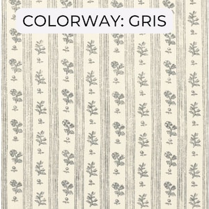 Gray Floral Stripe Designer Pillow | Schumacher Pillows | Schumacher Pillow Cover | Designer Throw Pillows, Schumacher Fabric Cabanon Stripe