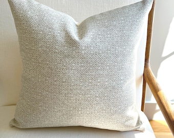 Schumacher Textured Weave Throw Pillow Cover | Light Brown, Indoor Outdoor