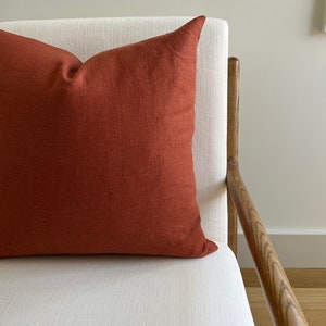 Federe per cuscini in lino massiccio / Federa per cuscini decorativi rosso ruggine massiccio / Arredamento di lusso per la casa / Cuscini in stile fattoria moderno / Arredamento per la stanza boho