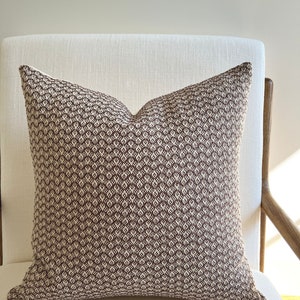 Crosby Retro Brown Textured Pillow | Schumacher Pillows | Throw Pillow Cover | Handmade Woven Fabric Schumacher Pillow Cover | Boho Pillow