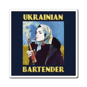 Ukrainian Bartender Magnet, Unique Kitchen Decor, Gift for Bartenders, Funny Fridge Magnet, Ukrainian Pride Decor