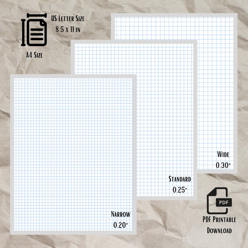 Blue Lined Graph Paper / PDF Printable Digital Download / Etsy