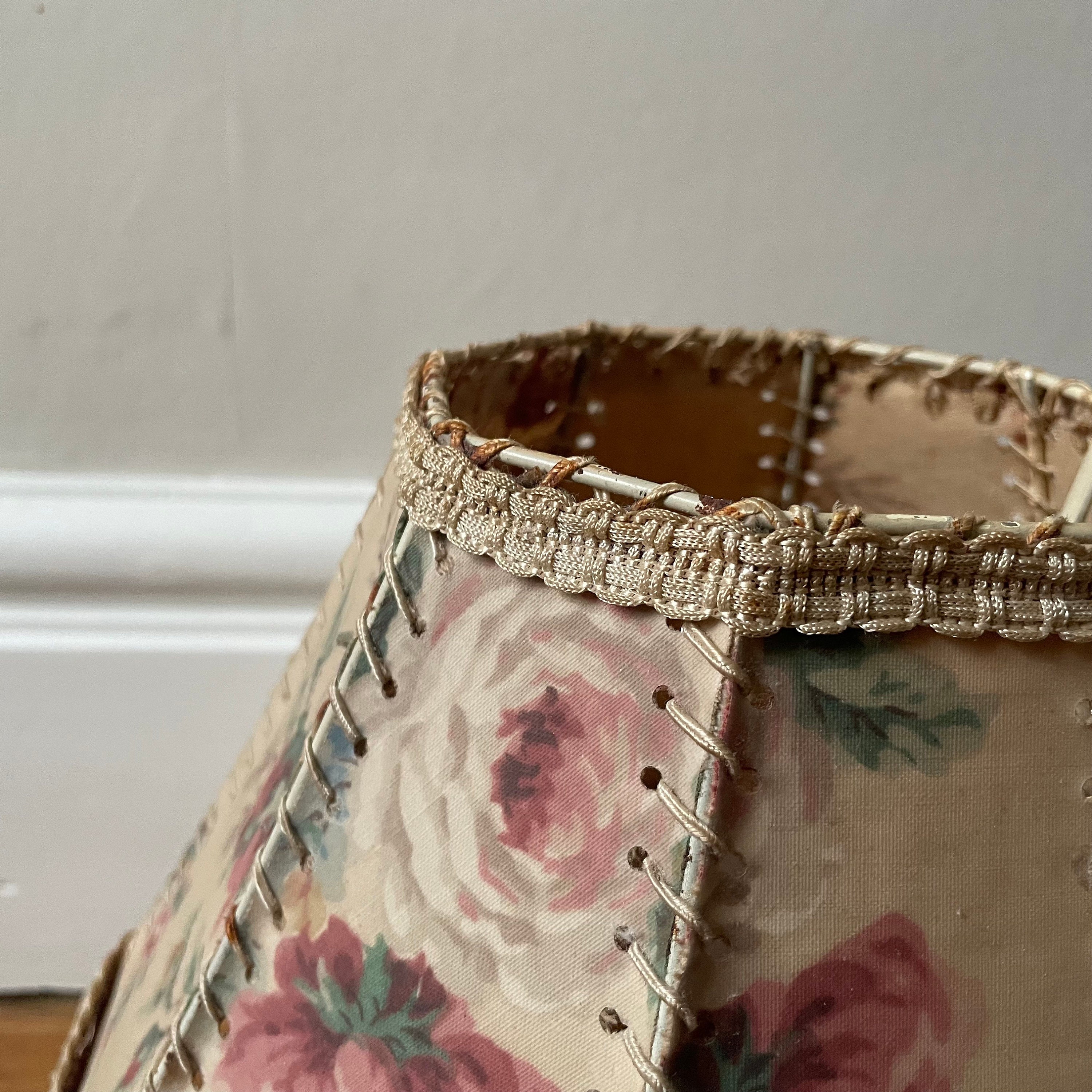 Antique Lampshade Lamp Shade Tassel Floral Pattern Structured Etsy