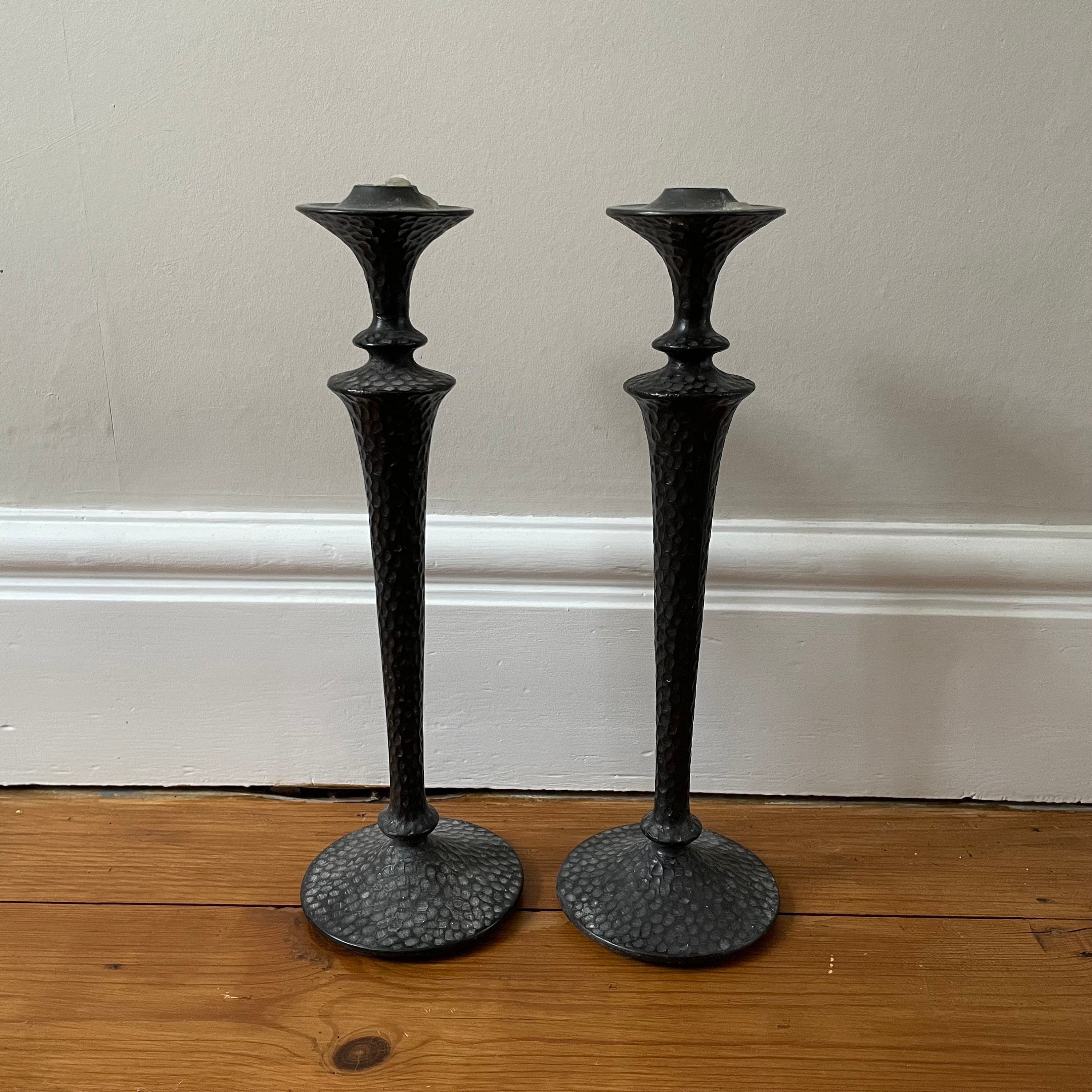 Black Metal Candle UK Candlestick Taper Candle Holders, Vintage Matte