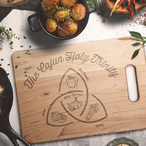 Cajun Holy Trinity Maple Cutting Board | Gift for Foodies | Wedding & Christmas