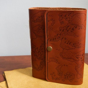 Journal en cuir vintage pour artistes et écrivains - Papier artisanal recyclé 100% coton - Modèle Carte 3