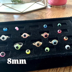 Evil eye rings | Silver or Gold ring | Handmade jewelry | Dark blue Evil eye | Protection ring | Crystal rings | Evil eye jewelry imagem 6