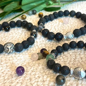 Astrology zodiac crystal bracelet | Leo Zodiac crystal bracelet | Pisces zodiac crystal bracelet | Lava beads diffuser Aromatherapy bracelet