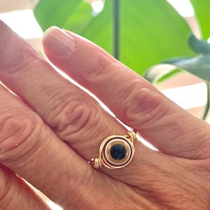 Evil eye rings | Silver or Gold ring | Handmade jewelry | Dark blue Evil eye | Protection ring | Crystal rings | Evil eye jewelry imagem 13
