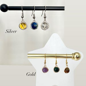 Personalized  Crystals Natural stone earrings | Crystal earrings | Dainty gemstone earrings | Gold or Silver hook