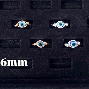 Evil eye rings | Silver or Gold ring | Handmade jewelry | Dark blue Evil eye | Protection ring | Crystal rings | Evil eye jewelry imagem 2