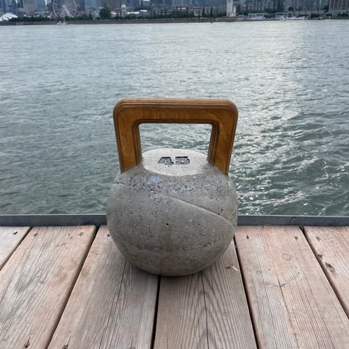Concrete Kettlebell With Wood Handle Etsy