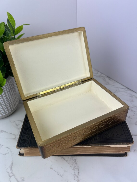 Vintage Florentine Box Gold Leaf Jewelry Box Ital… - image 5