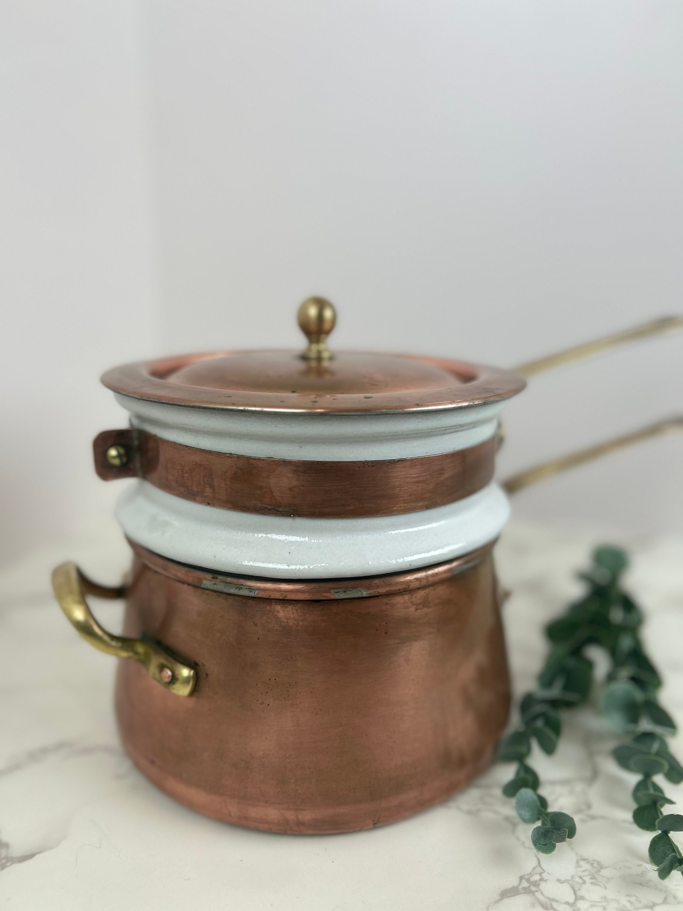Copper Small Double Boiler with lid 535