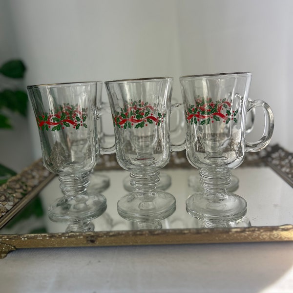 PAIR of Vintage Arby’s Holiday Collection Holly and Berry Goblet Mugs