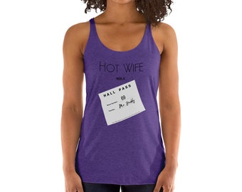 Hot Wife with a hall pass Tank,MFM HotWife Swingers Fetish Sexy Funny Women's Shirt Tank Top MFM HotWife