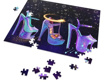 Cosmic Galaxy Lavender Purple Sexy Platform High Heels Jigsaw Puzzle 110 252 500 1000-Piece, Sexy Exotic Dancer Heels Adult Puzzle Art Gift