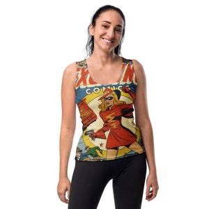 Cut & Sew Tank Top Miss Masque T-shirt, Comic Print T-shirt, Female Superhero Shirt, Vintage Comic Book Shirt, Vintage Retro Shirt