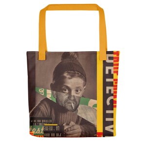 Collage Art Tote Bag: Vintage Detective Novel Design