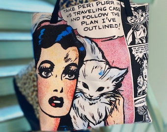 Miss Fury Comic Tote Bag: Vintage Superhero Design