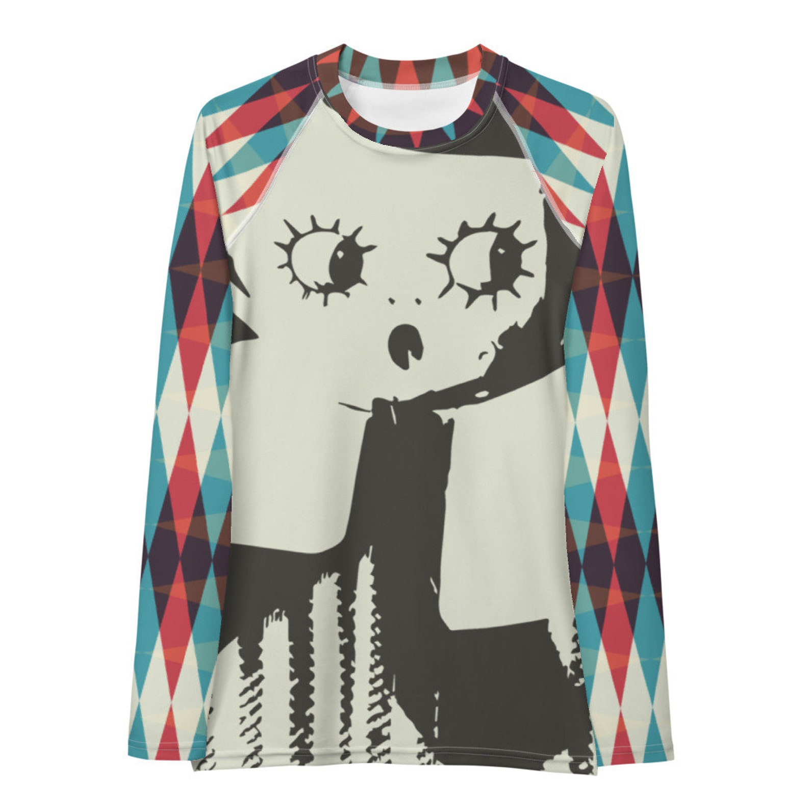 Argyle Pattern Big Eyes Women's Rash Guard - Etsy