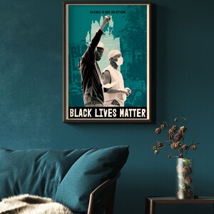Black Lives Matter Poster - Silence Is Not An Option, BLM Art Print | Black Lives Matter Wall Art | Social Justice Wall Art | Human Rights