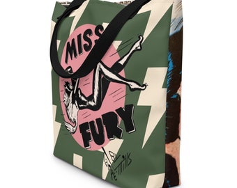 Miss Fury Comic Book Tote Bag: Vintage Superhero Design