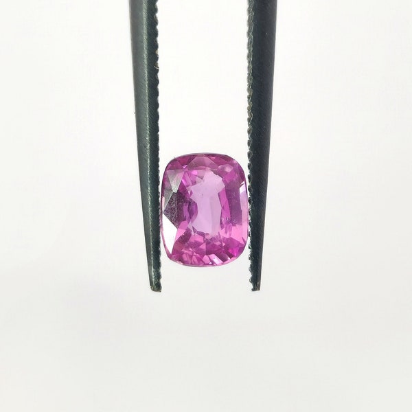 Saphir rose véritable, 1,01 carat, pierre précieuse rare, non chauffé, non traité, 6,43 x 4,98 x 3,24 mm, rose vif, coussin rectangulaire de coupe mixte