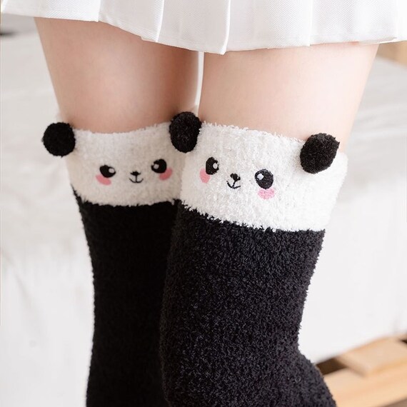 Thigh High Fuzzy Socks Pom Pom Animal 