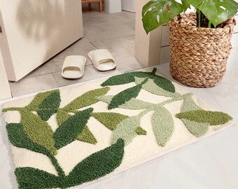 U Shaped Contour Mat Green & White Weeping Willow Tree Branches Leaves 3 Piece Bathroom Rug Set Bath Mat Shower Rug Lid Cover Non-Slip with Rubber Backing for Tub Shower Bath Room 20 x 32 Inches U Shaped Contour Mat Green & White Weeping Willow Tree Branches Leaves 3 Piece Bathroom Rug Set Bath Mat Shower Rug Lid Cover Non-Slip with Rubber Backing for Tub Shower Bath Room 20 x 32 Inches