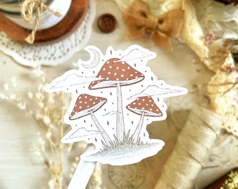 celestial mushroom weatherproof vinyl sticker 2.5 x 2.25 , waterproof sticker, laptop water bottle sticker, die cut sticker, fall sticker