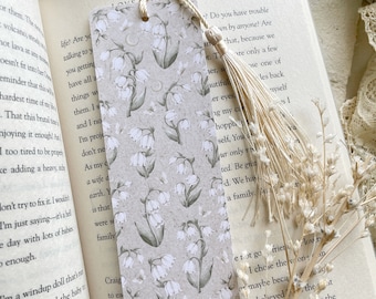 lily of the valley bookmark | bookmark with tassel, cute bookmark, vintage bookmark, double sided bookmark, floral bookmark