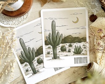 cactus dreams art print "5 x 6.25" art print, desert art print, cacti art print, minimal art print, desert postcard, celestial art print