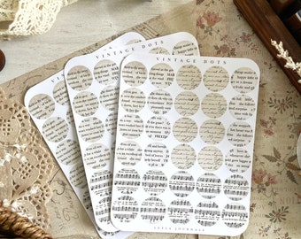 vintage dots sticker sheet , bujo stickers, bullet journal stickers, planner stickers, journaling, cute stickers, minimal stickers, crafting