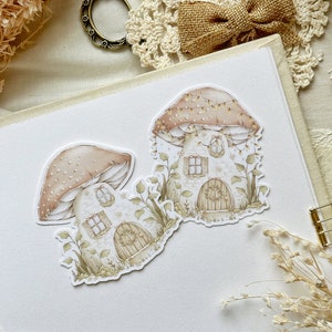 mushroom house weatherproof vinyl sticker 2.5 x 2.75 , waterproof sticker, laptop water bottle sticker, die cut sticker, whimsical, fall
