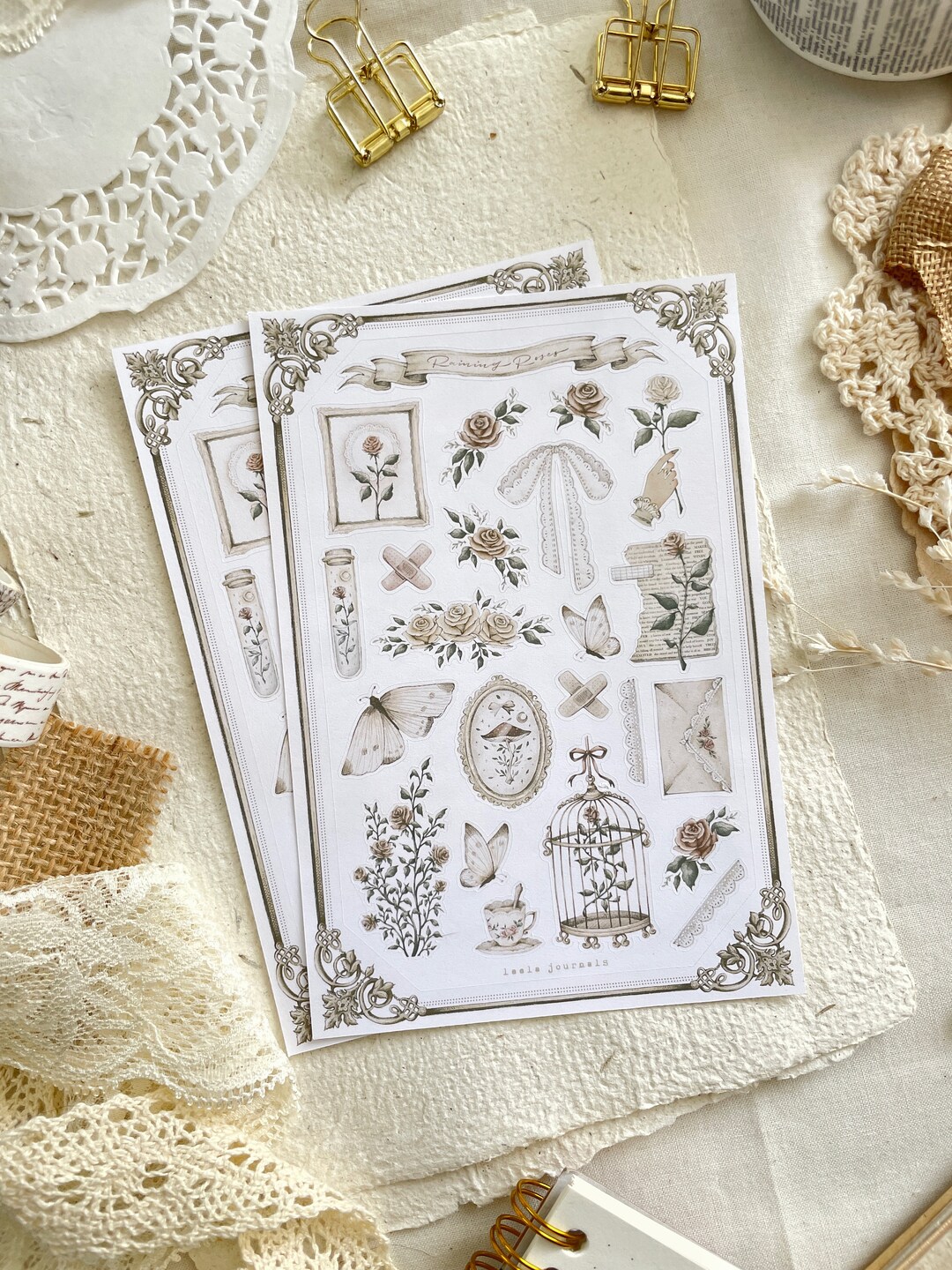 Raining Roses Sticker Sheet , Bujo Stickers, Bullet Journal Stickers ...