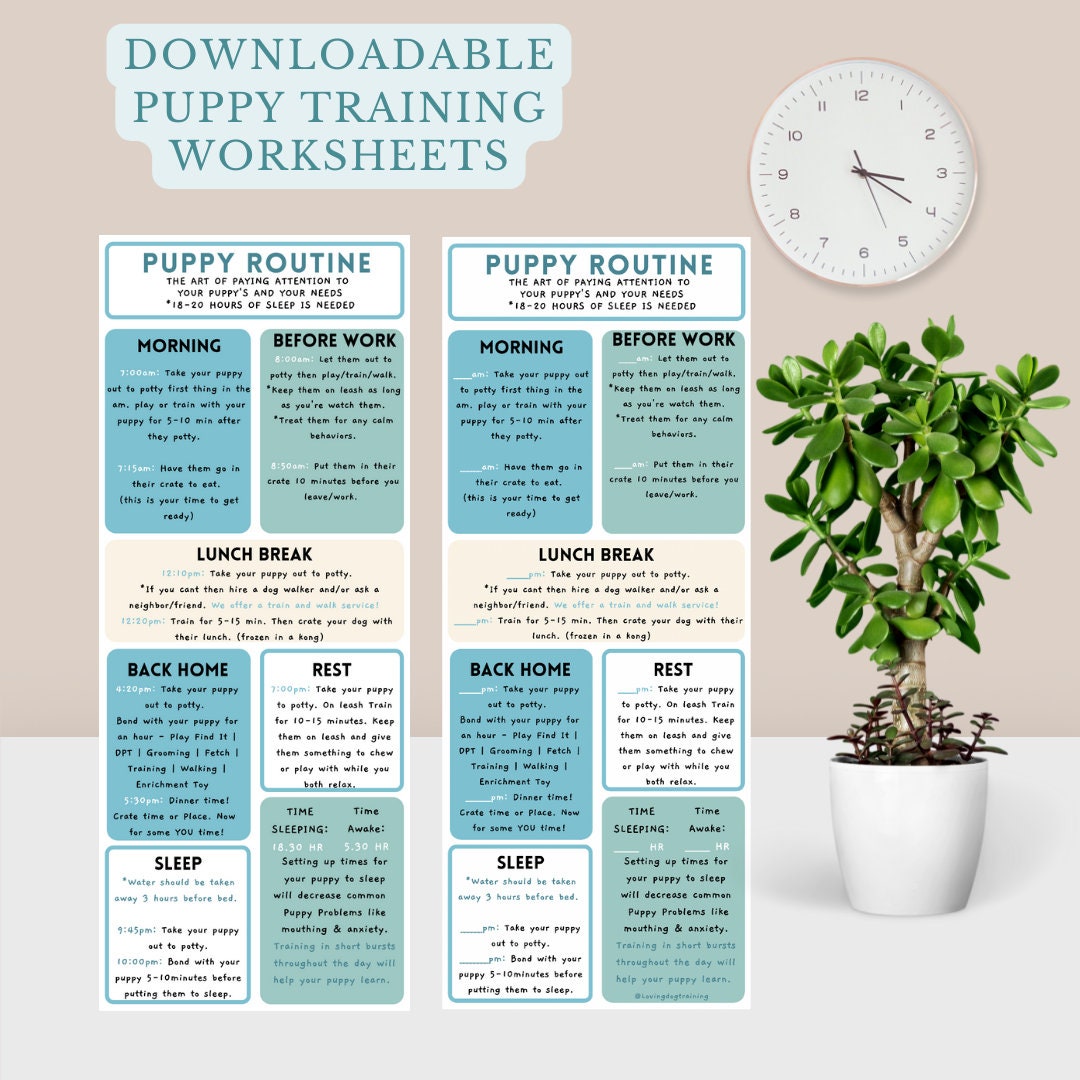 printable puppy training sheets dog training downloadable etsy