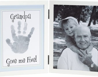 Grandpa Give Me Five Frames  For Photo And Handprint Child Safe Ink Pad and Gift Bag