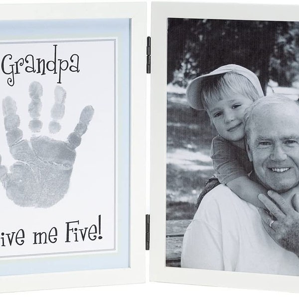 Grandpa Give Me Five Frames  For Photo And Handprint Child Safe Ink Pad and Gift Bag