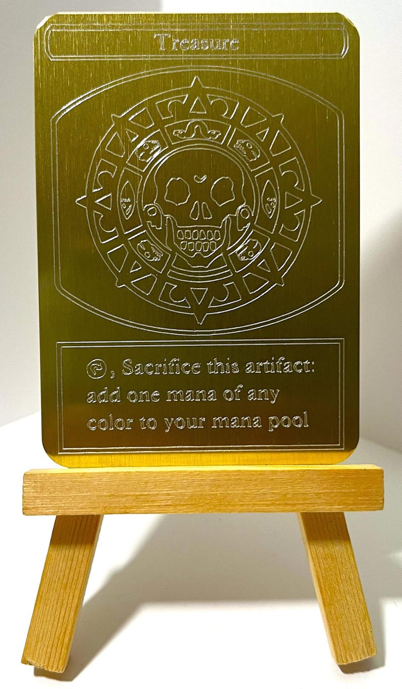 Cursed Magic The Gathering Treasure Token: Etched Aluminum image 1